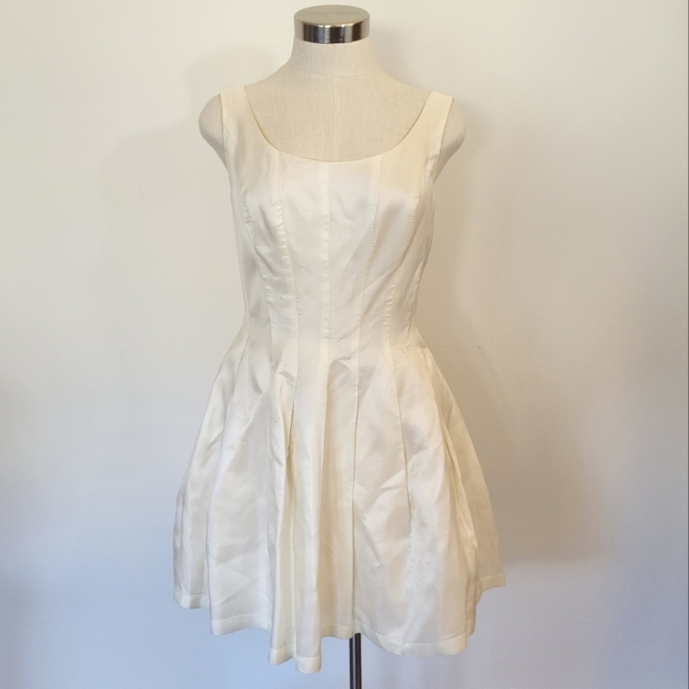 ABS Ivory Fit & Flare Taffeta dress